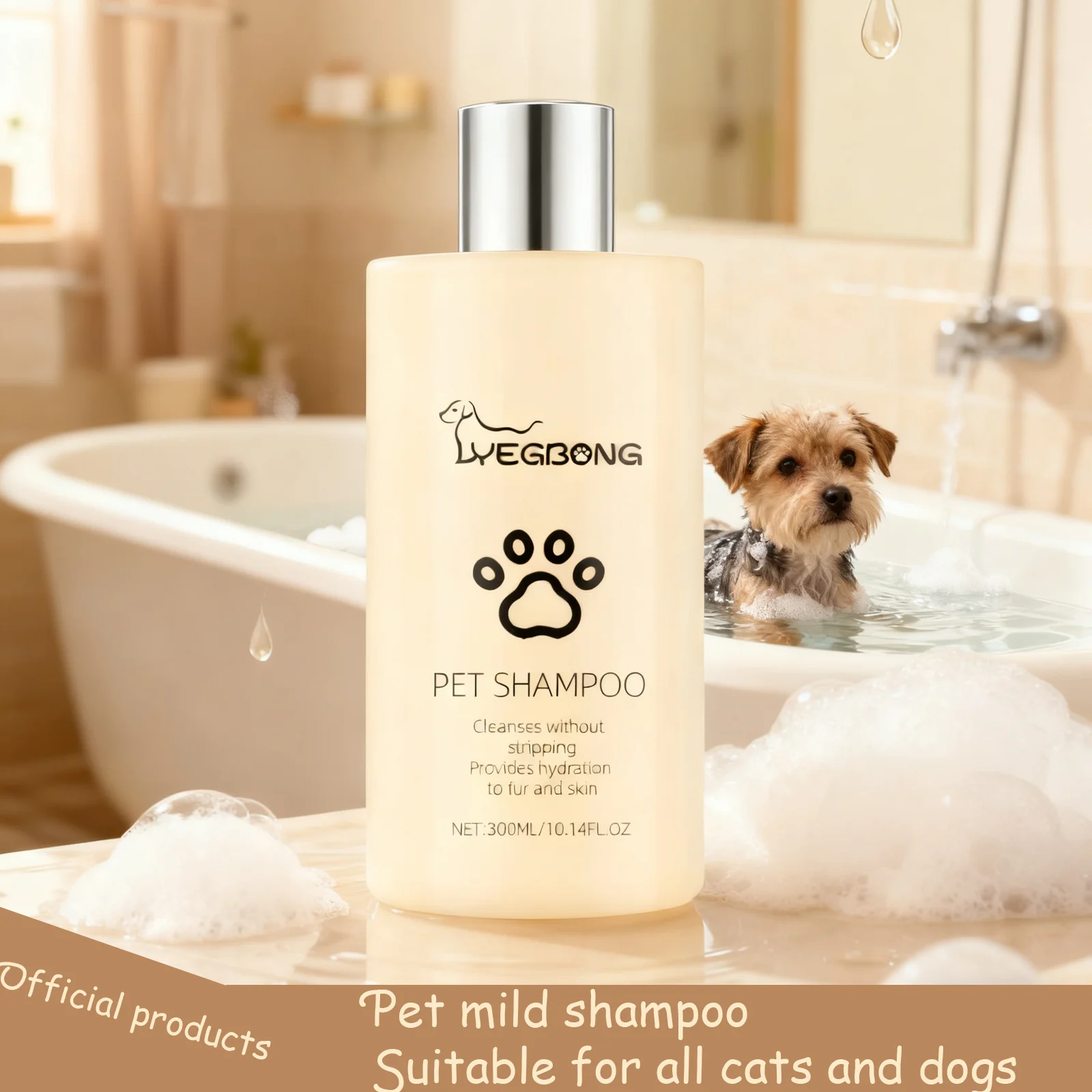 YEGBONG Dog Wash Shampoo: Flea & Mite Killer, Dirt Removal-Anti-Itch, Deodorizing & Moisturizing Formula for Softening Coat