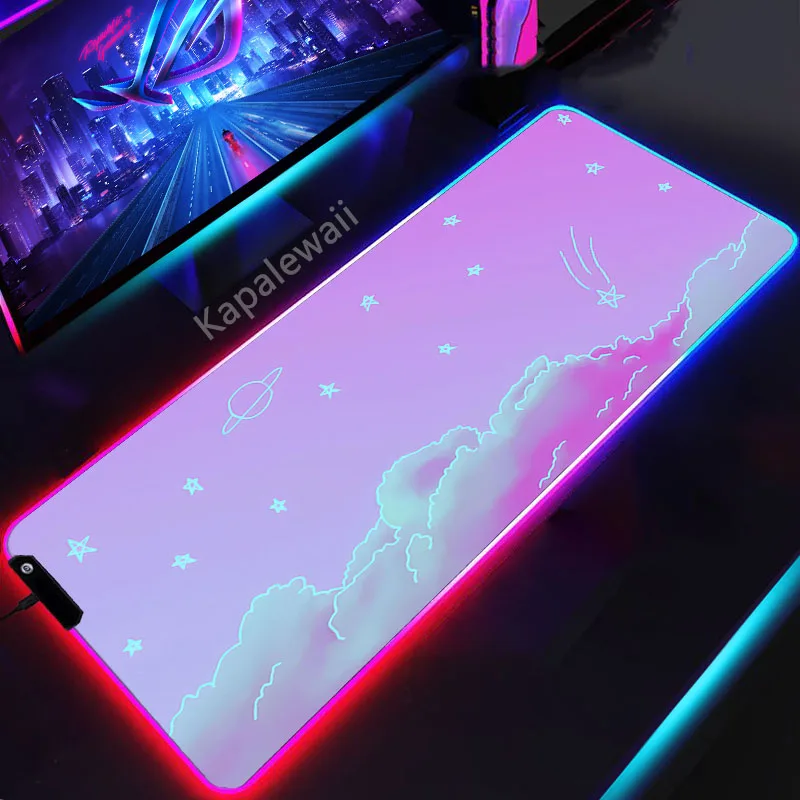 

RGB Backlit Moon Space Mousepad Gaming Mouse Pad Large Mouse Mat Laptop Mouse Carpet Game Carpet Keyboard Pads Gamer Desk Mat