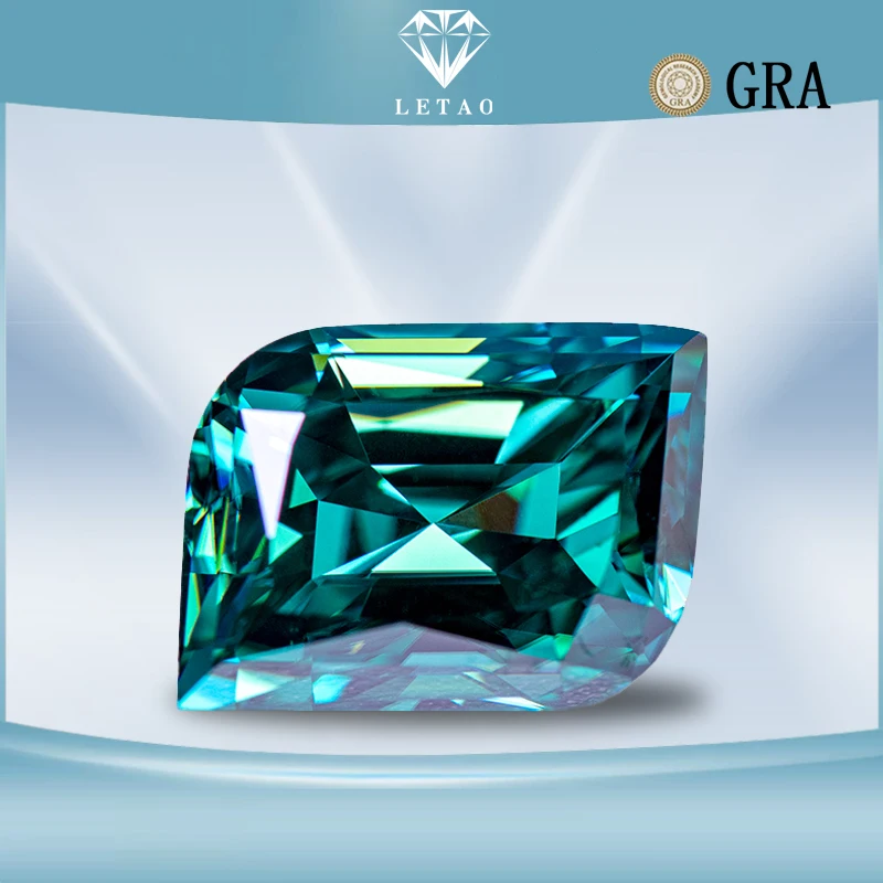 Moissanite Stone Leaf Cut Gemstone Primary Color Lab Created Diamond Emerald Green for Charms Women Jewelry with GRA Certificate