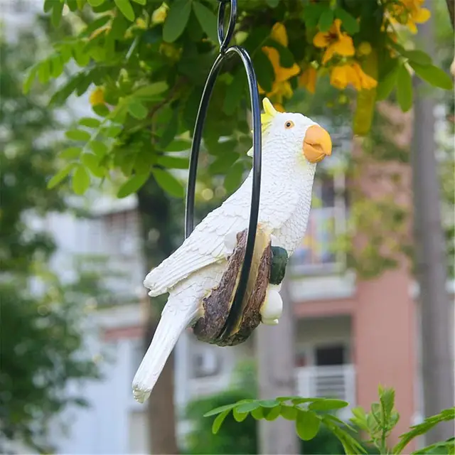 Függő Papagáj Szobor Kert Szobrok Gyanta Madár Terasz Dekoráció Rendkívül Részletes És Dekoratív Beltéri Kültéri Fa - Image 5