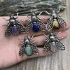 10PCS Natural Gems Lapis Stone Crystal Quartz Amethysts Vintage Bee Brooch Pendant MY230421 1