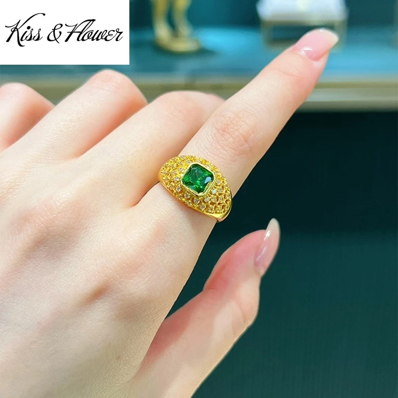 

KISS&FLOWER 24KT Gold Vintage Zircon Ring For Women Jewelry Wholesale Wedding Party Birthday Bride Mother Girlfriend Gift RI212