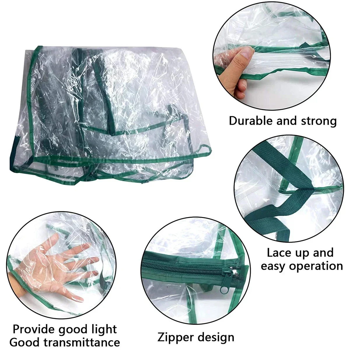 รูปสินค้า ผ้าคลุมสวนกันหนาว PVC สำหรับดอกไม้และต้นไม้ โรงเรือนเพาะชำแบบมีฉนวนกันความร้อน ห้องอาบแดดแบบมีฉนวนกันความร้อน กันฝน พร้อมโครงตาข่าย