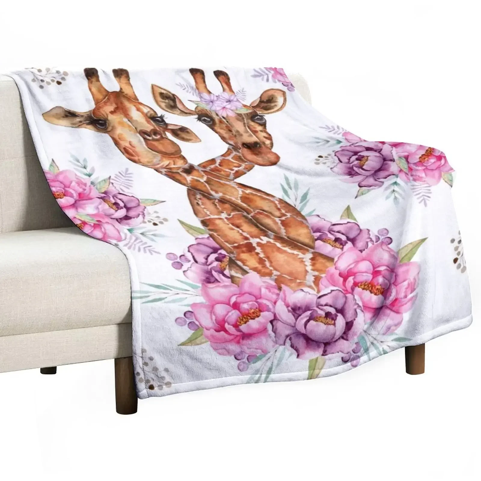

Giraffe African Safari Throw Blanket Vintage Camping Cute Plaid Blankets