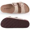 Kidmi New Men Slippers Cork Footbed Slide Sandals Outdoor Soft Beach Sandals Summer Vacation Nonslip Sandals With Double Buckle