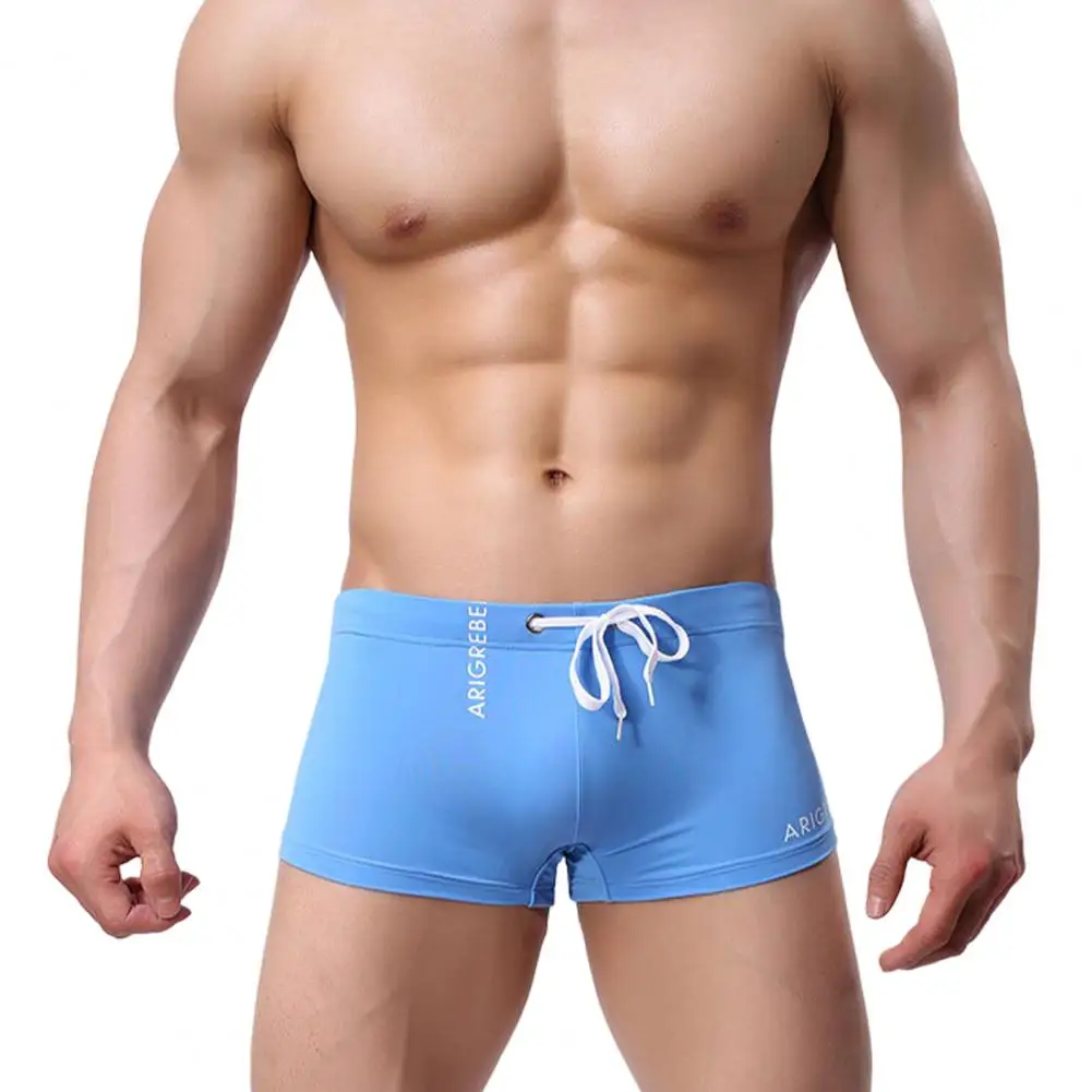 Men Swim Trunks Shorts Elastic Waist Slim Fit U Convex Surfing