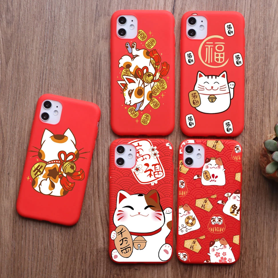 Cute Lucky Cat New Year Christmas Gifts Phone Case For Iphone 13 Pro 12 Pro 11 Pro Max 6s 7 8 Plus X Xs Max Xr Tpu Silicone Case Mobile Phone Cases Covers Aliexpress