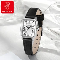 Montre-bracelet à Quartz rectangulaire pour femmes, marque de luxe, cadran romain, bracelet en cuir, horloge 1
