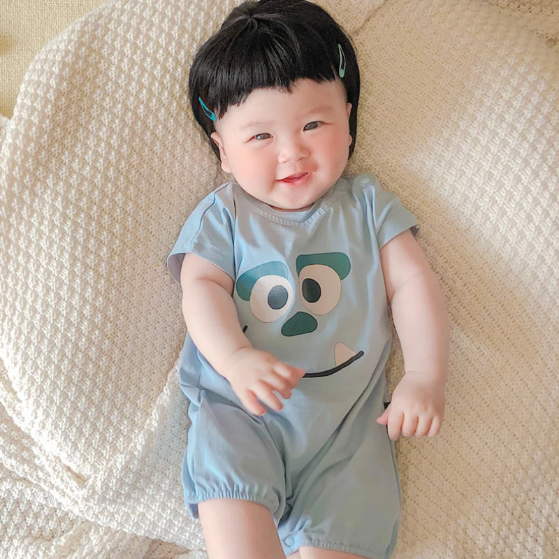 Algodão bebê menina macacão recém-nascido roupas de bebê infantil dos desenhos animados manga curta macacão bebê menino roupas 0-18m