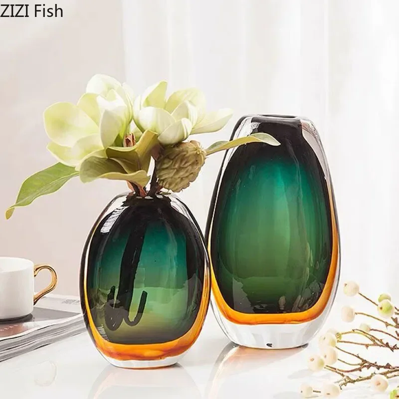 Multi-layer Painted Gradient Glass Vase Hydroponics Flower Pots Desk Decoration Artificial Floral Flowers Arrangement Vases 3