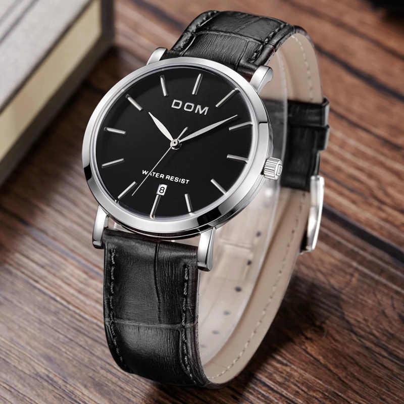 

Dom Watch Ultra-thin dial waterproof fashion leather strap quartz men's watch M-259L