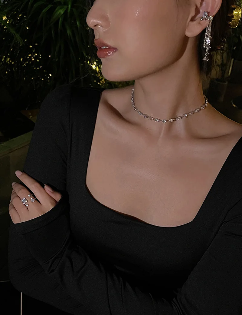 925 Sterling Silver Double Layer Water Drop Ring for Women - Detail View 9