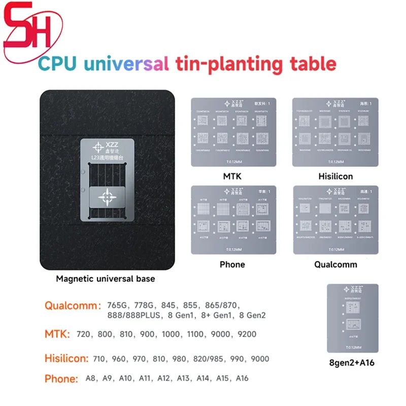 

XZZ L23-CPU Universal CPU Reballing Stencil Platform for IPhone A8~A16 /Android Series IC Chipping Planting Tin Template Fixture