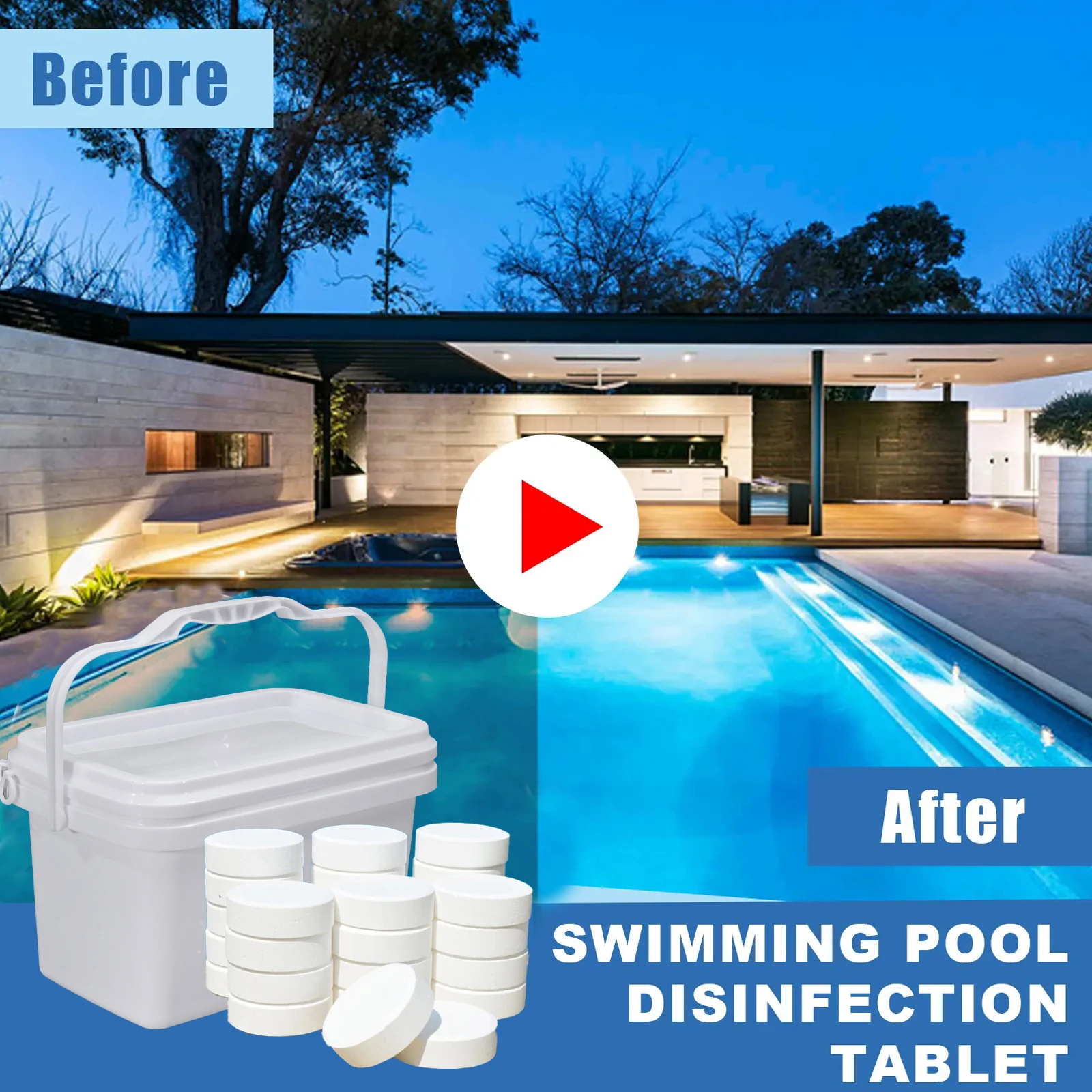 Pool Chlorine Tablets 3 Inch 40Lbs Stabilized For Hot Tubs Swimming Pools Spas Slow Dissolving