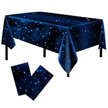 137x274cm Disposable Tablecloth PVEA Sky Space Astronaut Birthday Party Tablecover Kids Star Baby Shower Party Decorations New