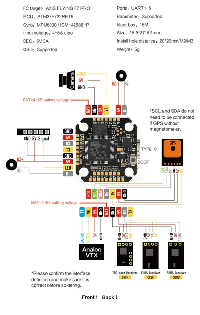 Axisflying Argus F7 Mini 40A STACK フライトコントローラー FC