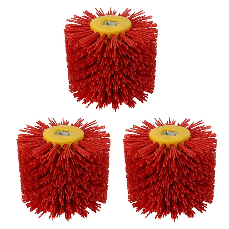 

Promotion! 3X Red Abrasive Wire Drum Brushes Deburring Polishing Buffing Wheel For Furniture Wood Angle Grinder Adapter