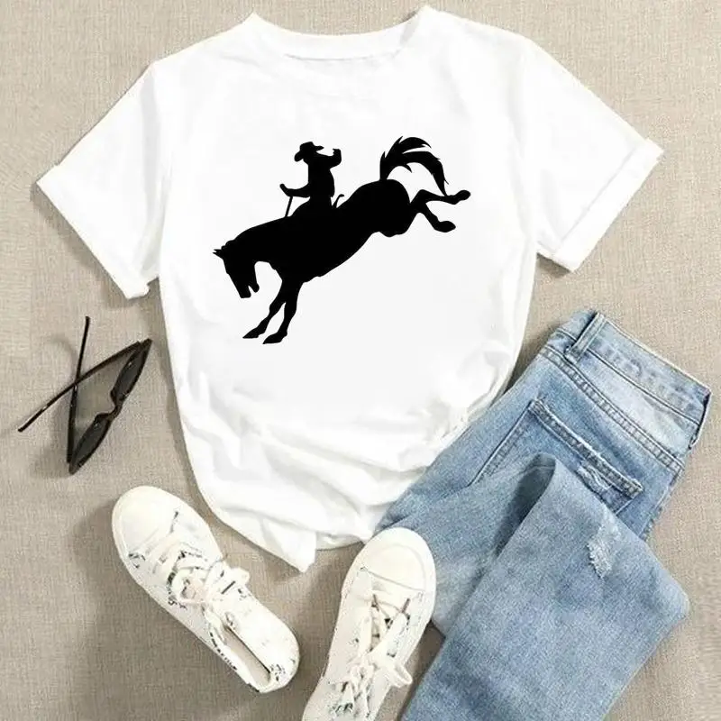 thumbnail image 1 of Camisetas estampadas de dibujos animados para mujer, camisetas de moda de verano, Tops de leopardo con corazón de amor, camiseta de manga corta para vacaciones 2022, 1 of 5
