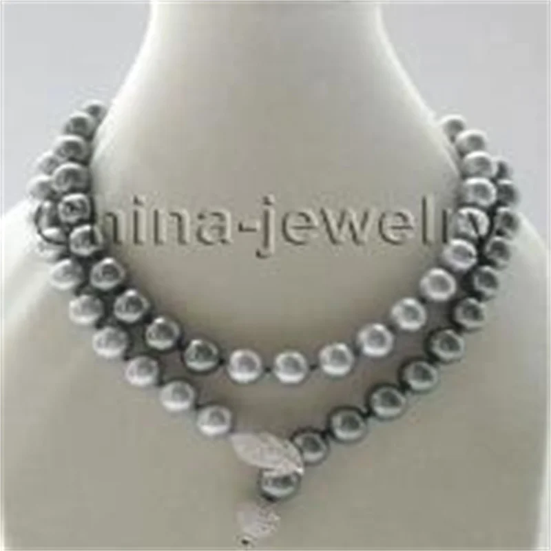 

35" 12mm peacock black + gray perfect round south sea shell pearl necklace