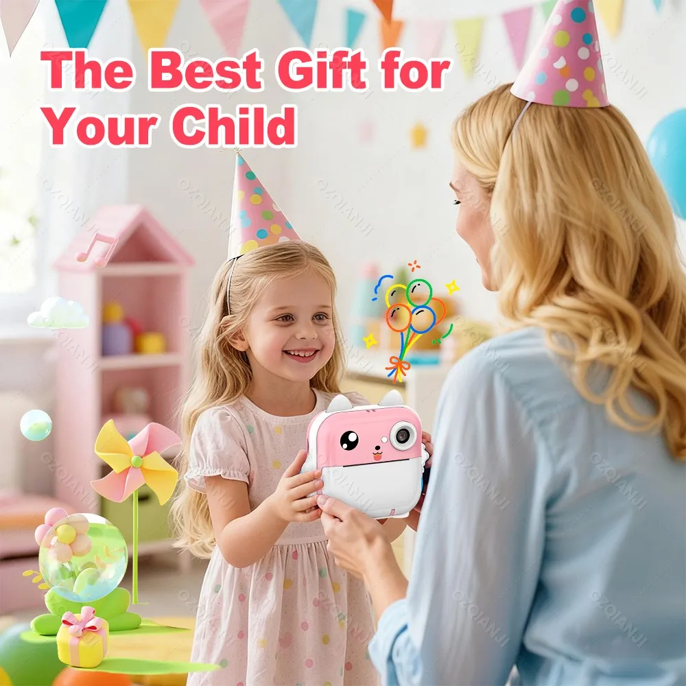 Kids Digital Children's Camera Instant Print & 57mm Thermal Printer For Video Photo From Fun Print APP Printing Educational Gift