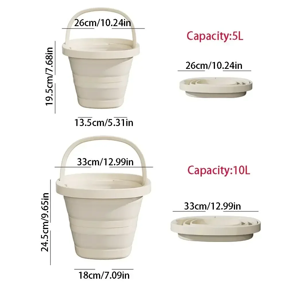 Multifunctional Folding Bucket Space-Saving 5/10L Outdoor Fishing Bucket Portable Compact Collapsible Wash Basin Household