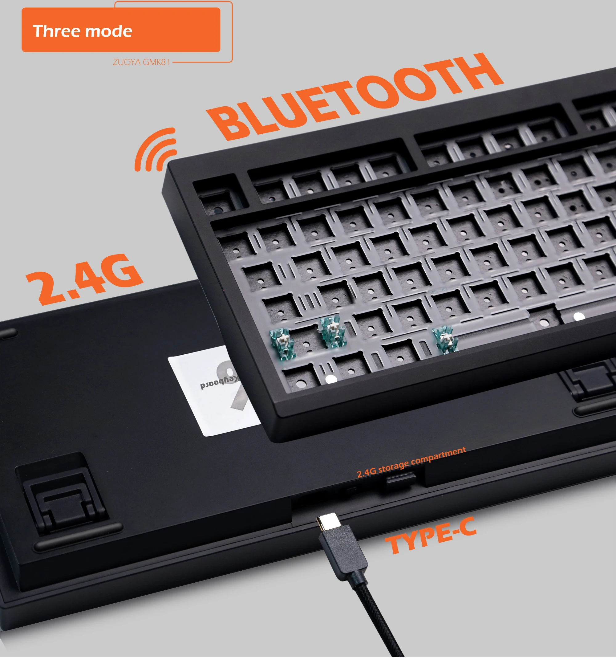 2.4G, Wireless RGB Backlit, Suporte montado na