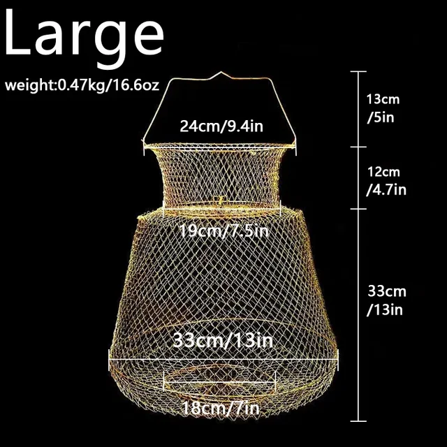 Goture Portable Metal Wire Fishing Net Fish Crabs Squid Shrimp Mesh Cage  Cast Net Fishing Trap