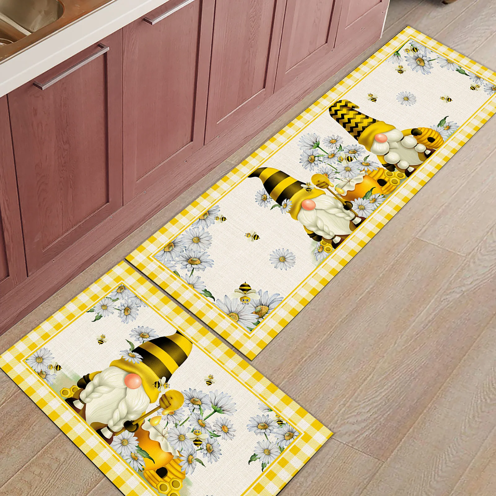 Home Daisy Floral Gnome Kitchen Mat