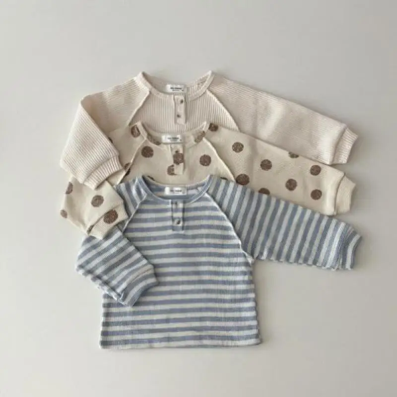 Autumn Cotton Baby Long Sleeve T Shirts Kids Waffle Tees Dot Boys Bottoming Toddler Girl Tops Child Clothes 0-5 Years baby t shirts,kids t shirts