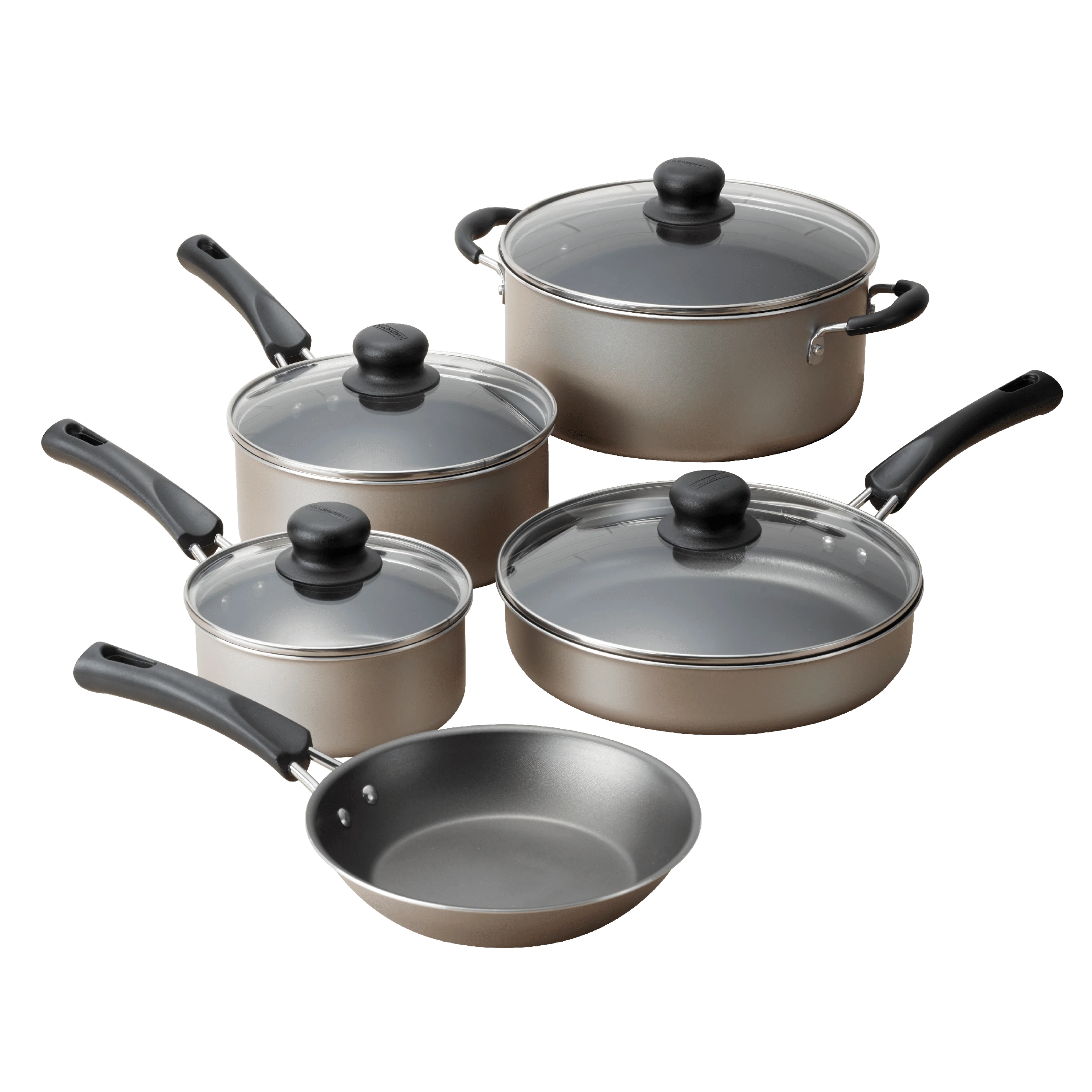 9-Piece Nonstick Cookware Set, Champagne, Easy Cooking, Easy Cleaning, Lightweight but Durable