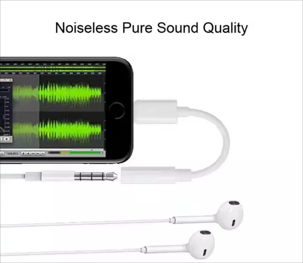Lightning to Headphone Adapter IOS 8Pin to 3.5 mm Lightning AdapterJack AUXCableFor iPhone141312ProMax Male to Female Adapter HeadphoneConverter AudioSplitter