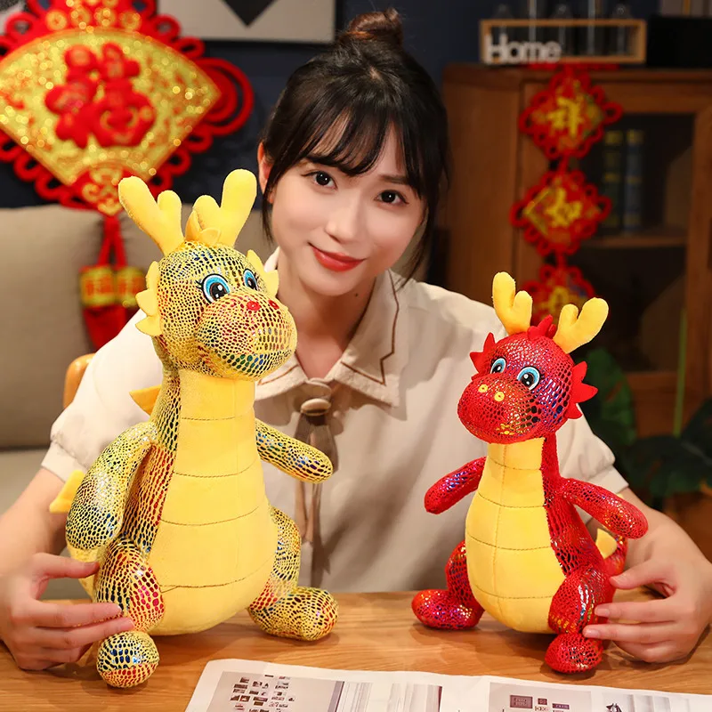 2024 Chinese New Year of the Dragon Mascot Zodiac Dragon Doll Ornament  Plush Toy Dragon Chinese Dragon Doll Cloth Doll