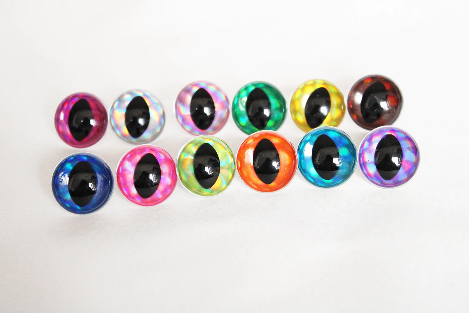 100pcs 9mm 10mm 12mm 13mm 14mm 15mm 16mm 18mm 24mm 30mm  glitter clear safety toy cat eyes with hand washer for doll eyes  -D12