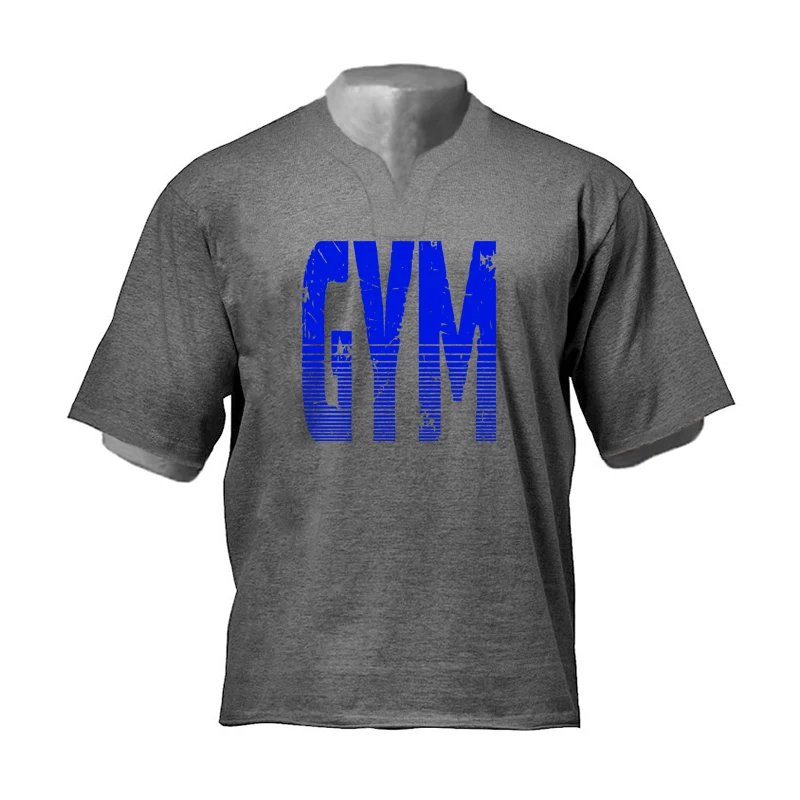 

2022 Mens Summer Fashion Casual V-neck Oversized Loose Hip Hop Cotton Bodybuilding Fitness Gym Tshirt Plus Size