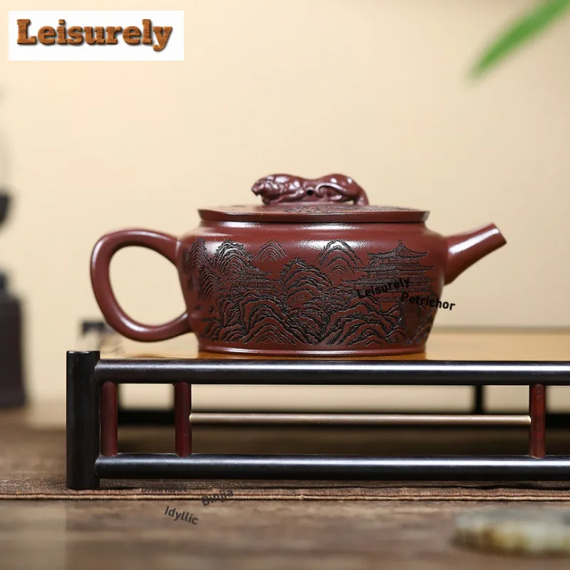 210ml Yixing Purple Clay Teapots Handmade Large Caliber Pot Raw Ore Stone Red Mud Tea Maker Kettle With Strainer Zisha Tea Set