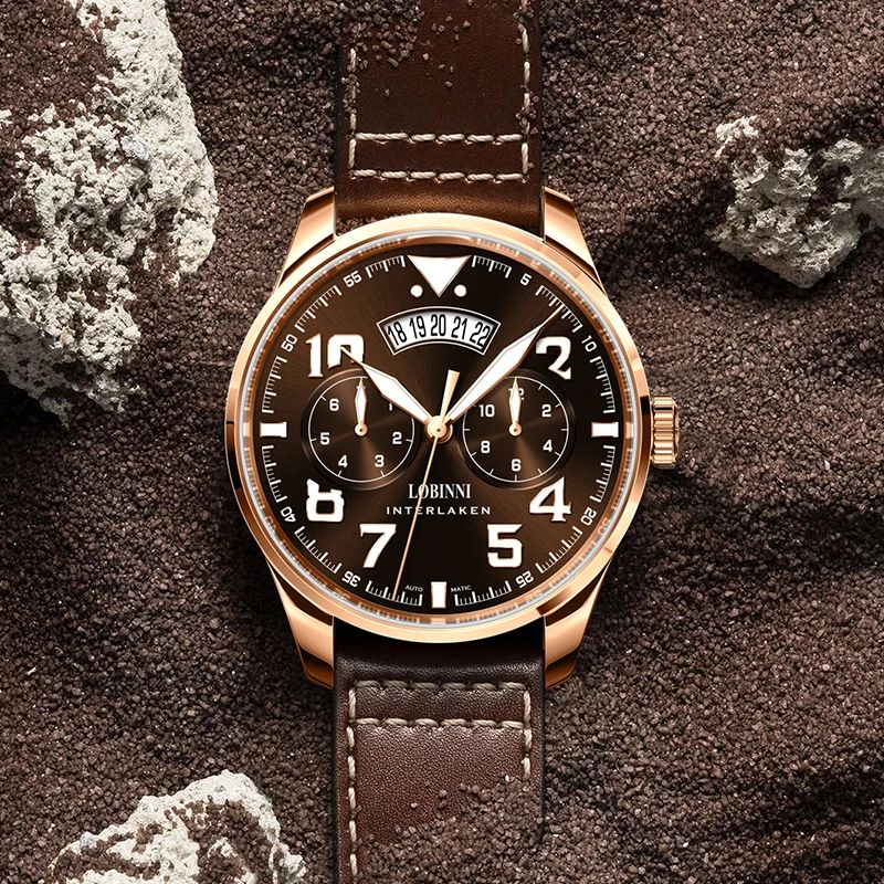 LOBINNI Genuine Leather Strap MIYOTA 9122 Movement 42mm