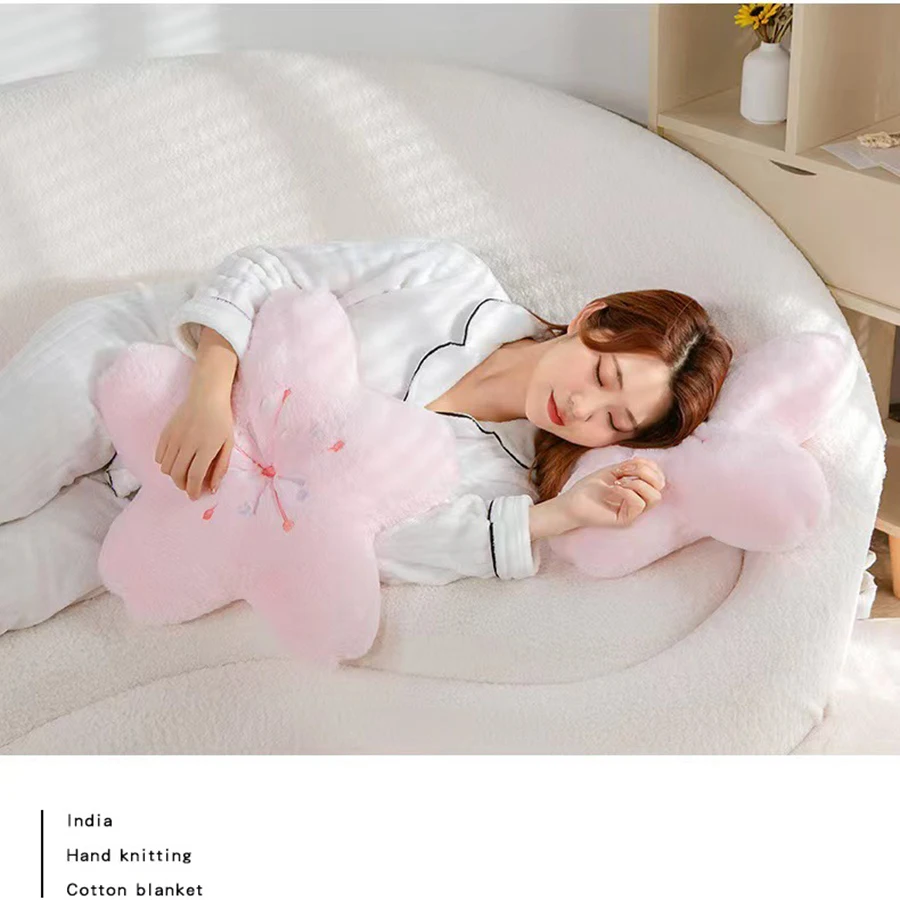Ins Pink Cherry Petals Pillow Girl Bedroom Living Room Decor Bay Window Floor Seat Cushion Plush Tatami Cherry Blossom Cushion 6