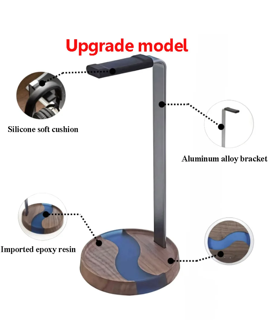 Portable Detachable Headphones Stand Walnut Wood Aluminum Alloy Gaming Headsets Bracket for Airpods Max Desktop Display Shelf