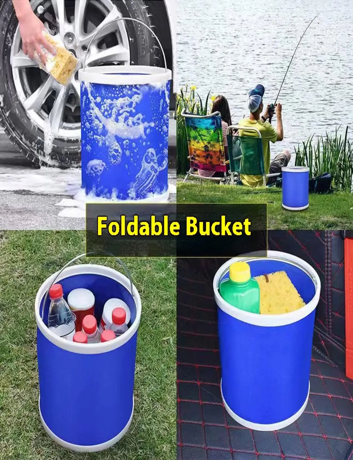 Portable Folding Car Water Bucket Versatile for Outdoor Barbecuing Fishing and Car Washing Easy to Store