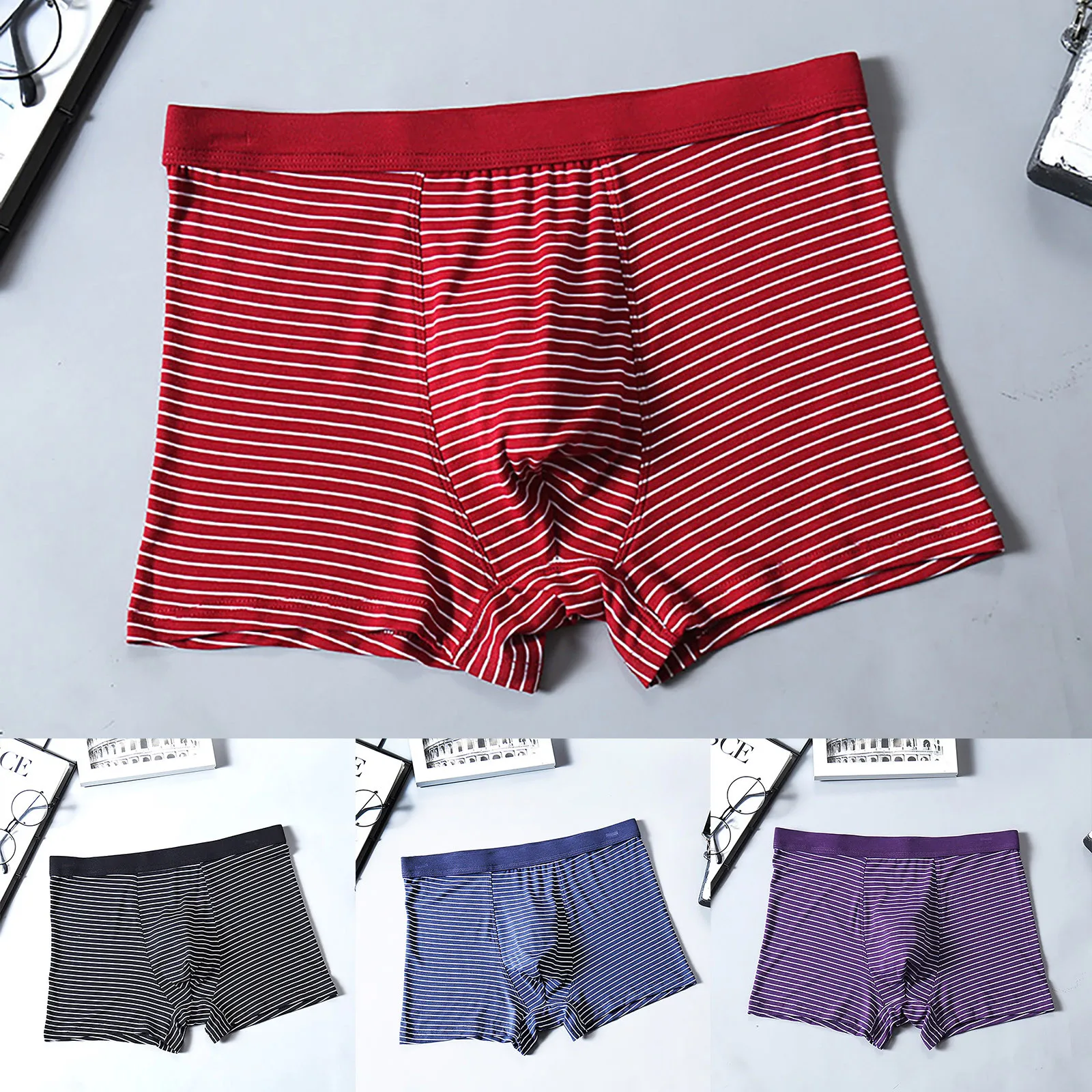 

Men Boxer Striped Modals Cotton Panties Breathable Pouch Boxer Shorts Underwear Boxershorts Cotton Boxers Solid Panties Trunks