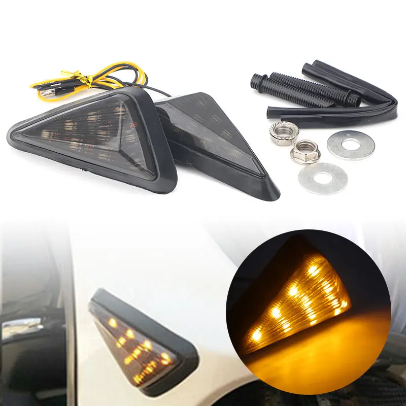 2pcs Motorcycle Led Turning Lamp Smoke Triangle Flush Mount LED Turn Signal Indi
