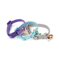 Suede Cute Cat Collar Breakaway Adjustable Girl Boy Pet Collars with Bell and Metal Pendant Decoration for Cats Kitten Puppies 2