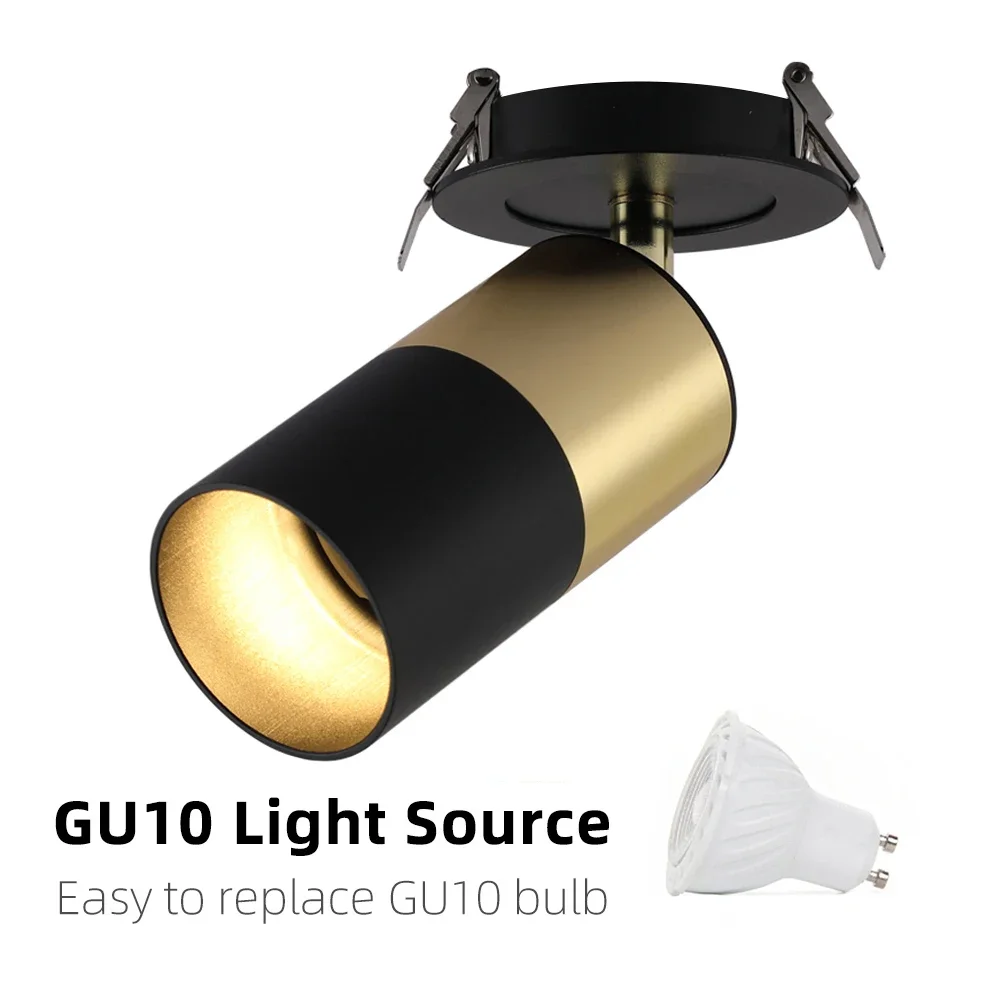 

Vintage GU10 Replaceable 6W Embeded LED Ceiling Track Downlight 360° Rotatable White Black Gold Copper Wall Spot Light