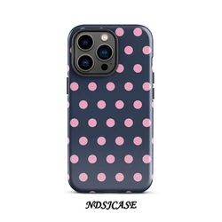 Luxury Pink Navy Polka Dot Double - Layer Phone Case Back Cover - iPhone 14 Plus (FLR- RS65180)
