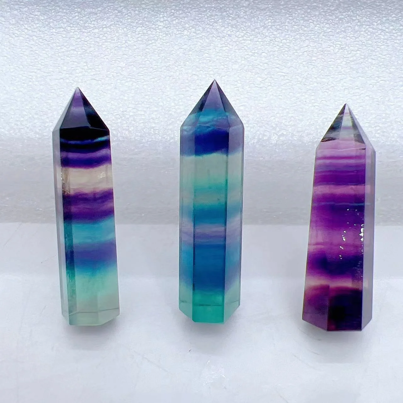Natural Crystal Stone Creative Striped Fluorite Gemstone Rainbow Stone Bar Gem Ornaments Home Decor Craft Collectibles Gift Wand Point natural crystal stone