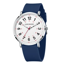 LIGE Women's Luxury Quartz Waterproof Wristwatch with Silicone Strap (Blue white)