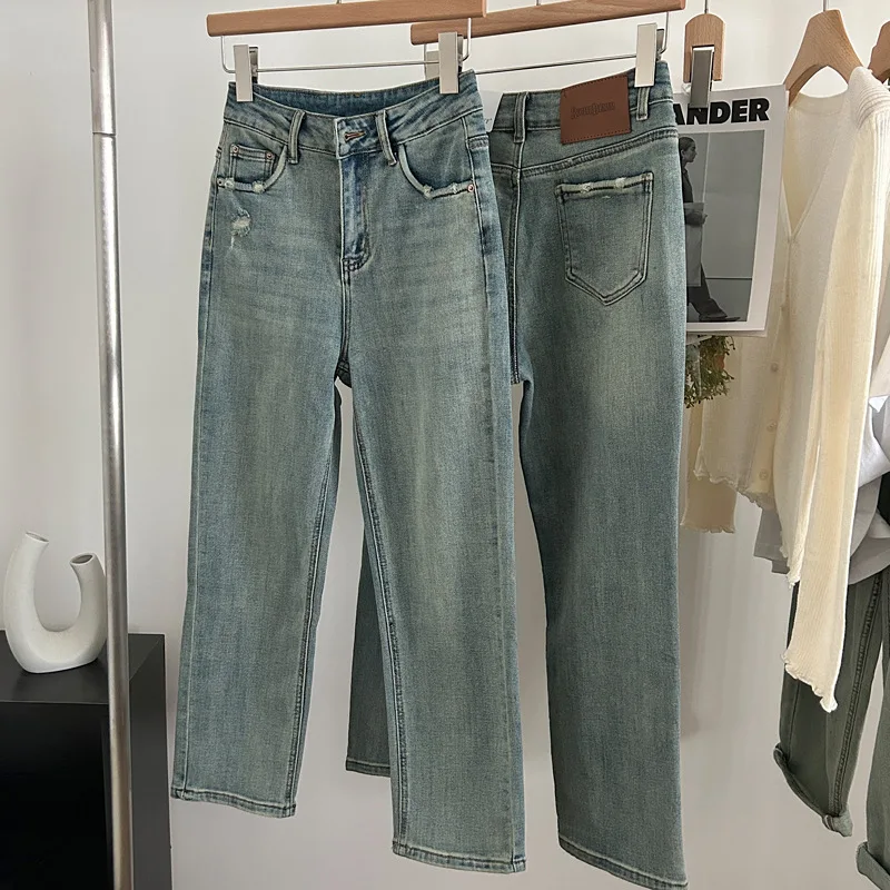 

Уличные повседневные джинсы Y2K, винтажная уличная одежда, женские джинсовые брюки в стиле Харадзюку, уличная одежда, модные джинсовые брюки с широкими штанинами