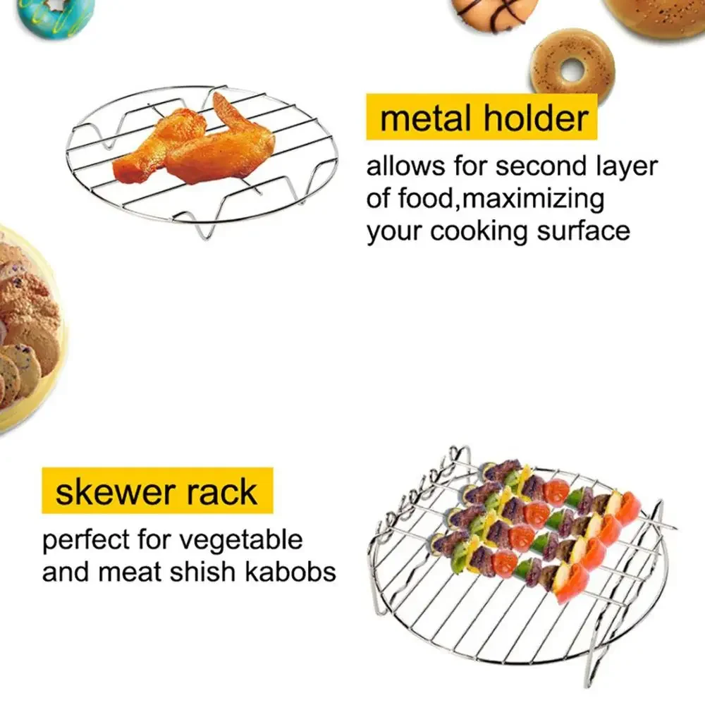 Air Fryer Accessories 7 Inch for Gowise Phillips Cozyna and Secura, Set of 7 Fit all electric fryer 3.7QT - 4.2QT - 5.3QT 5