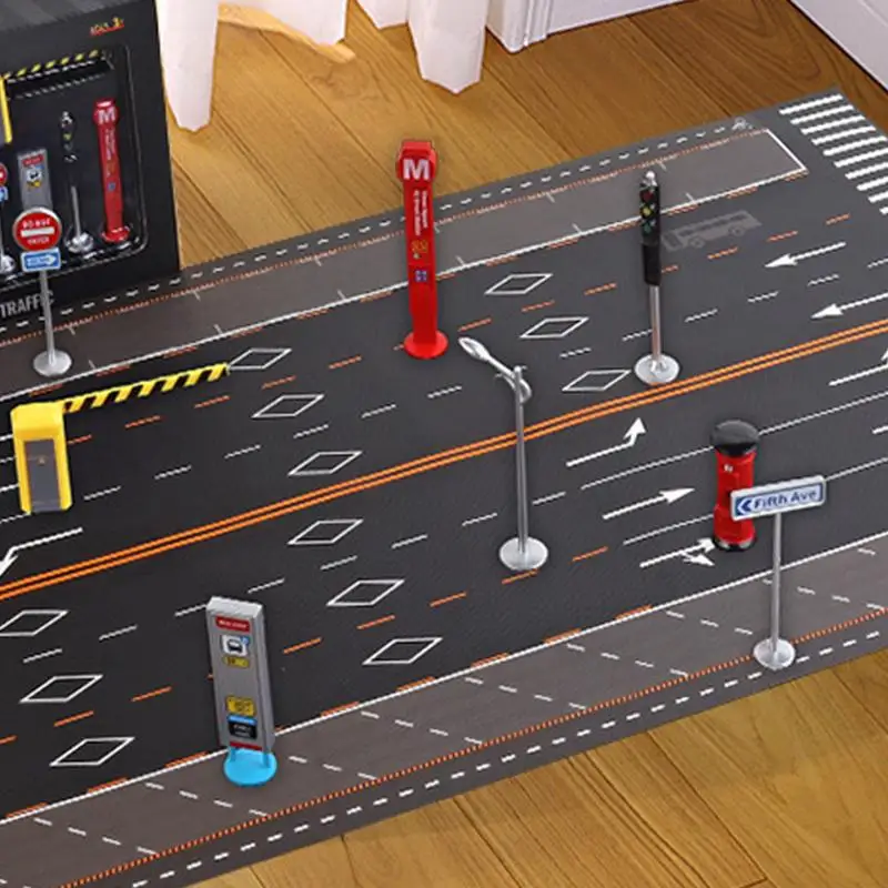 Road Signs Toy Street Road Signs Toy Traffic Urban Transportation Model Toys Mini Traffic Educational Playset With