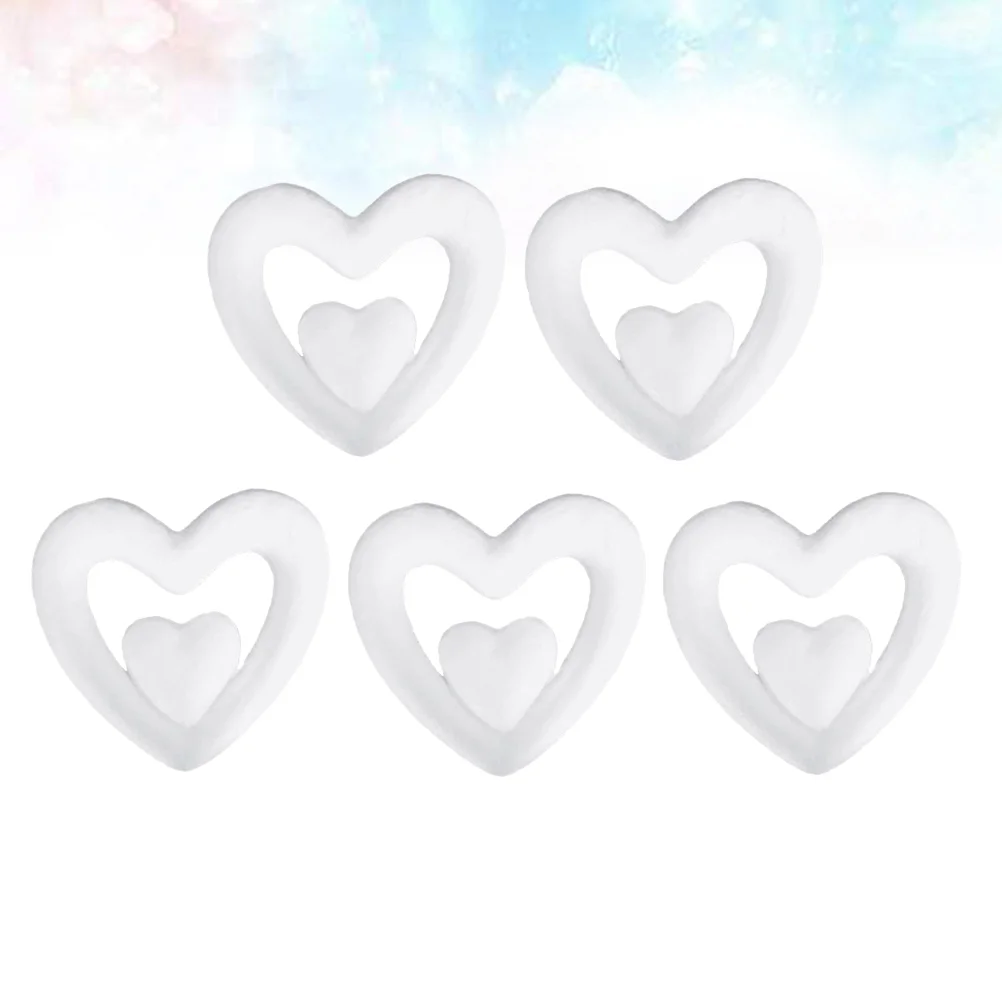 

5 Pcs Christmas Decorations Valentines' Day Wedding Pendant Hanging Heart-shaped White